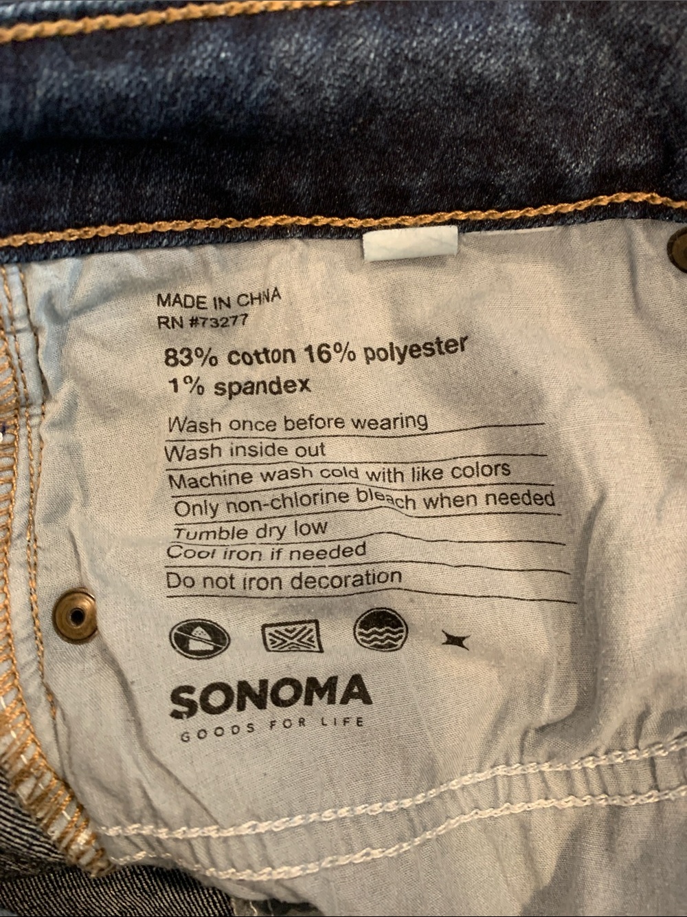 Sonoma Women’s Size 14 Long Classic Dark Blue Slim Boot Cut Jeans 33 Inch Inseam - Picture 4 of 6